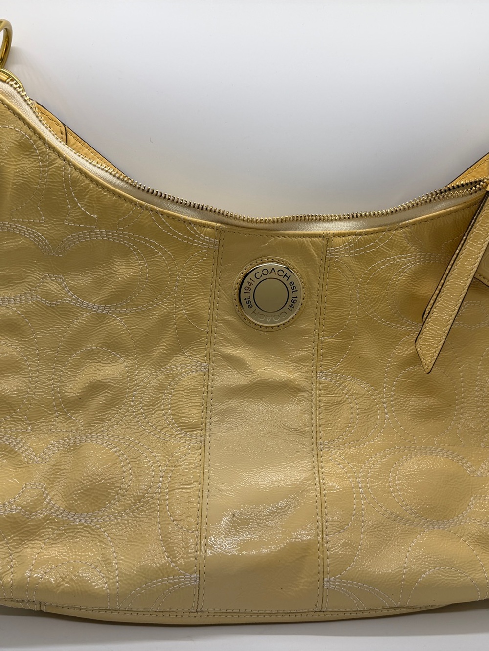 Coach Metallic Yellow Gold Hobo Shoulder Bag